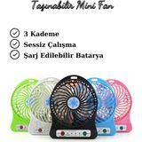Wintoup Masaüstü Mini Fan El Fanı USB Şarjlı 3 Kademeli Fener Işıklı Fan Vantilatör - Renkli