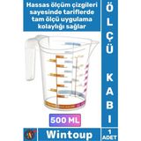 Wintoup #ölçükabı Sağlıklı Plastik Pratik Mutfak Gereç Şeffaf Dayanıklı Hazneli Hassas Özel Ölçü Kabı 500 ml - Çok Renkli