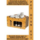 Wintoup #oyunevi Evcil Hayvan Ilgi Çekici Peluş Toplu Uyku Yuvası Dinlenme Alanı Modern Estetik Ahşap Tek Katlı Tırmalamalı Küçük Irk Köpek Kedi Oyun Evi