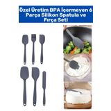 Wintoup Özel Seri Gıda Sınıfı Bpa Içermeyen Mutfak Yemek Hazırlık Pratik 6 Parça Silikon Spatula Fırça Seti