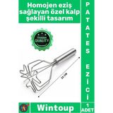 Wintoup #patatesezici Profesyonel Ergonomik Püre Yapıcı Metal Kalp Şekil Paslanmaz Çelik Patates Ezici 25 cm - Çok Renkli