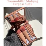Wintoup Premium Aynalı 5'li Makyaj Fırça Seti Göz Farı&fondöten&allık Karıştırma&makyaj Fırçaları