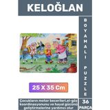 Wintoup Premium Eğlenceli El Göz Koordinasyonu Motor Becerisi 36 Parça Boyamalı Puzzle KELOĞLAN