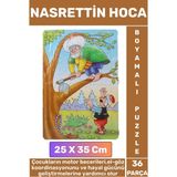 Wintoup Premium Eğlenceli El-Göz Koordinasyonu Motor Becerisi 36 Parça Boyamalı Puzzle NASRETTİN HOCA