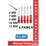 Wintoup Premium Ergonomik Kaymaz Kauçuk Sap Lokma Anahtar Tornavida 6/7/8/10/13/mm 5'li SET