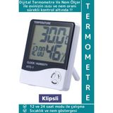 Wintoup Premium Ev Ofis Çocuk Bebek Odası Isı Kontrol Pilli Açılır Klipsli Şık Dijital Termometre Nem Ölçer - Standart - 1 Adet