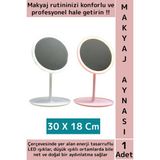 Wintoup Premium Profesyonel Ev Kuaför Kullanım Hediyelik Şık Yuvarlak LED Işıklı Makyaj Aynası 30 x 18 cm - Çok Renkli