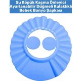 Wintoup Premium Sağlıklı Malzeme Su Köpük Kaçma Önleyen Ayarlanabilir Düğmeli Kulaklıklı Bebek Banyo Şapkası