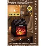 Wintoup Premium Sessiz Ultrasonik LED Şömine Efektli Ahşap Görünüm Gece Lambası Oda Hava Nemlendirici 200 ml - Çok Renkli