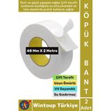 Wintoup Premium Süper Güçlü Yapışkan Iç Mekan Duvar Ahşap Çift Taraflı Köpük Bant 48 mm x 2 Metre 2 Adet