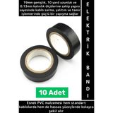 Wintoup Profesyonel Güçlü Yapışkan Kablo Sarma Yalıtım Tamirat Onarım Esnek Pvc Izole Elektrik Bandı 10 Adet - Standart - Siyah