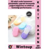 Wintoup #sabunu Outdoor Hijyenik Pratik Taşınabilir El Temizliği Doğa Dostu Kağıt Seyahat Sabunu 20 Adet - Tek Ebat