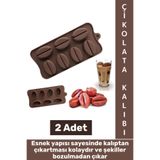 Wintoup Sıcak Soğuğa Dayanıklı Tatlı Çikolata Jelibon Şık Kahve Çekirdeği Şekilli Esnek Silikon Kalıp 2 Adet