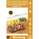 Wintoup #şişseti Kaliteli Dayanıklı Mutfak Izgara Kebap Çöp Şiş Aparatı Metal 10'lu Paslanmaz Çelik Şiş Seti - Çok Renkli
