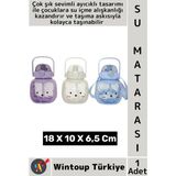 Wintoup #sumatarası Ofis Okul Spor Çocuk Su Içme Alışkanlığı Şık Sevimli Ayıcık Tasarımlı Askılı Su Matarası - Tek Kişilik - Çok Renkli