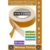 Wintoup Süper Güçlü Yapışkan Iç Mekan Duvar Ahşap Çok Yönlü Çift Taraflı Köpük Bant 18 mm x 2 Metre 25 Adet - Çok Renkli