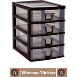 Wintoup #takıorganizer Dayanıklı Plastik Masa Üstü Dolap Raf Küçük Eşya 4 Çekmeceli Komidin Mini Organizer - Standart