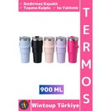 Wintoup #termos Gündelik Kamp Outdoor Piknik Sızdırmaz Kapak Isı Yalıtımlı Taşıma Kulplu Mug Termos 900 ml - Çok Renkli