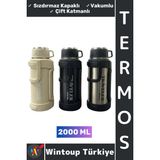 Wintoup #termos Gündelik Ofis Kamp Outdoor Piknik Sızdırmaz Kapaklı Çift Katmanlı Vakumlu Mug Termos 2000 ml - Çok Renkli