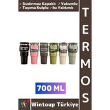 Wintoup #termos Kamp Outdoor Piknik Sızdırmaz Kapak Isı Yalıtımlı Taşıma Kulplu Vakumlu Mug Termos 700 ml - Çok Renkli