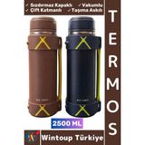 Wintoup #termos Kamp Outdoor Piknik Sızdırmaz Kapaklı Çift Katmanlı Vakumlu Taşıma Askılı Mug Termos 2500 ml - Çok Renkli