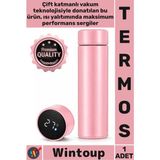 Wintoup #termos Sızdırmaz Vakumlu Akıllı LED Ekranlı Dijital Sıcaklık Göstergeli Outdoor Çelik Termos Pembe - Tek Ebat