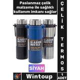 Wintoup #termos Yalıtımlı Sızdırmaz Sağlam Kamp Outdoor Soğuk Sıcak Taşıma Kulplu Çelik Termos 800 ml Siyah - Tek Ebat