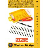 Wintoup #tornavidaseti Kompakt Telefon Laptop Saat Gözlük Elektronik Tamirat Mini Tornavida Seti 32 Parça