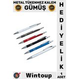 Wintoup #tükenmezkalem Premium Lüks Ofis Seminer Fuar Logo Baskı Uyumlu Hediyelik Şık Tasarım Kaliteli Dayanıklı Gövde Ergonomik Metal Tükenmez Kalem Gümüş - Çok Renkli - Tek Ebat