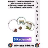Wintoup #vantilatör Kompakt Sessiz Hafif Kablosuz Taşınabilir USB Şarjlı 3 Kademeli El Boyun Fanı Vantilatör