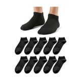 WinWith 10'lu Pamuklu Dikişsiz Düz Klasik Erkek Kadın Siyah Sneaker Çorap, Bilek Boy Kısa Spor Koşu 3007