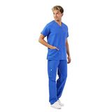 Wio Uniform KOTON SERİSİ ERKEK SAKS MAVİ BASIC DOKTOR, HEMŞİRE FORMA TAKIM XL
