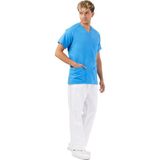 Wio Uniform KOTON SERİSİ ERKEK TURKUAZ BEYAZ BASIC DOKTOR, HEMŞİRE FORMA TAKIM XL