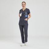 Wio Uniform Likralı Dinamik Basic Doktor, Hemşire Forması – Kadın, Koyu Gri