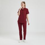 Wio Uniform Likralı Dinamik Crocus Doktor, Hemşire Forması – Kadın, Bordo - XL