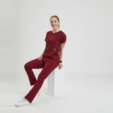 Wio Uniform Likralı Dinamik Freesıa Doktor, Hemşire Forma Takım - Kadın, Bordo