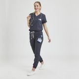 Wio Uniform Lıkralı Dinamik Jogger Doktor, Hemşire Forma Takım - Kadın, Koyu Gri - 2XL