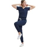 Wio Uniform Lıkralı Dinamik Jogger Doktor, Hemşire Forma Takım - Kadın, Lacivert - 2XL