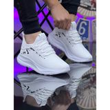 Wipper Triko Nefes Alan Terletmez Ortopedik Unisex Sneaker Memory Foam Faylon Taban Hafif Spor Ayakkabı - Beyaz - Siyah