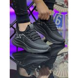 Wipper Triko Nefes Alan Terletmez Ortopedik Unisex Sneaker Memory Foam Faylon Taban Hafif Spor Ayakkabı - Siyah - Siyah