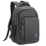 WIRABO Erkekler Seyahat Sırt Çantası için Laptop Sırt Çantası, Siyah, 15.6inch, Gündelik