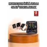 Wireless Şarjlı Akıllı Saat ve Dijital Göstergeli Kablosuz Bluetooth Kulaklık Nabız Ölçer