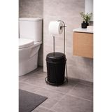 Wirewel Ayaklı WC Kağıtlığı Çöp Kovası Seti, Metal Askılı WC Kağıtlık Standı