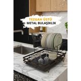 Wirewel İki Katlı Tezgah Üstü Tepsili Bulaşıklık, Paslanmaz Metal Kaşıklıklı Tabaklık Kurutmalık Sepeti