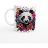 Wisdom Rain Çiçek Taçlı Panda Baskılı Kupa Bardak - Renkli
