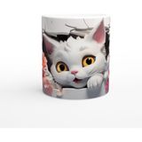 Wisdom Rain Çiçekler Arasından Bakan Neşeli Kedi Baskılı Kupa Bardak - Renkli