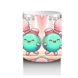 Wisdom Rain Çocuklara Sütü Sevdiren Neşeli Macaron Ailesi Desenli Kupa Bardak
