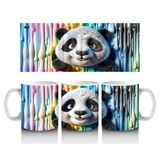 Wisdom Rain Çocuklara Sütü Sevdiren Renkli Boya Dalgaları Arasında Meraklı Panda Kupa Bardak