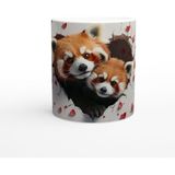 Wisdom Rain Kalp Kırığı Arasından Bakan Kırmızı Panda Çifti Temalı Baskılı Kupa Bardak - Renkli