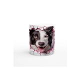Wisdom Rain Pembe Çatlaktan Bakan Border Collie Temalı Baskılı Kupa Bardak
